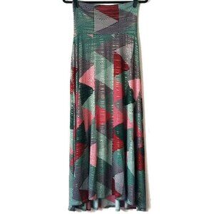 LulaRoe Convertible Bandeau Tube Dress Foldover XS Maxi Skirt Metallic Stripes